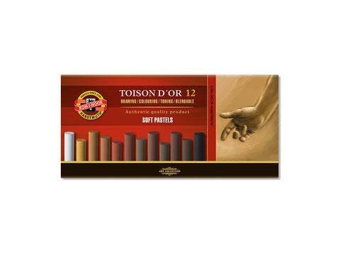 Toison D'or tørre pastellsett - Koh-I-Noor - brune nyanser, 12 farger PRE ORDER