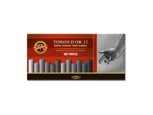 Toison D'or tørre pastellsett - Koh-I-Noor - nyanser av grått, 12 farger